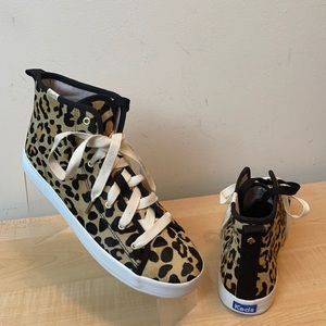 keds x kate spade Hi-Top Leopard Print Sneakers w/ 2 Sets of Laces - New